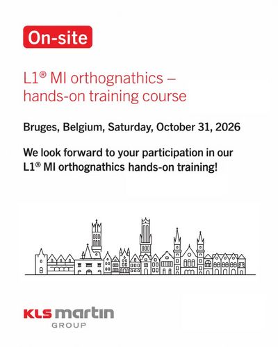 Ready to take your orthognathic surgery expertise to the next level?<br />
 <br />
Join us for our “L1® MI orthognathics hands-on training course” to enhance your clinical skills through practical exercises, expert insights by the clinical author, and exchange with colleagues.<br />
 <br />
📍 Bruges, Belgium<br />
🗓️ October 31, 2026<br />
 <br />
Experience a highly interactive day dedicated to innovation and collaboration.<br />
 <br />
⚠️ Only a few spots are left. Secure your place today via the link in our bio!<br />
 <br />
We look forward to welcoming you in Bruges!