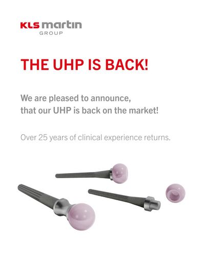 🎉 With more than 25 years of trusted clinical experience, our UHP is back on the market.<br />
<br />
We are excited to reintroduce a product that has earned the confidence of healthcare professionals through its quality, reliability, and performance. <br />
<br />
Backed by decades of clinical use, UHP returns to support high standards in patient care. 🩺<br />
<br />
We look forward to continuing to provide trusted solutions that help healthcare professionals deliver quality care. 🤝<br />
<br />
We invite you to learn more about the UHP, including its indications, surgical technique, and available clinical evidence on our website via the link in our bio. <br />
<br />
Please note, that not all products are available in all markets. Please contact your local KLS Martin representative for market-specific information.