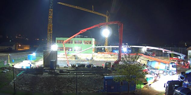 The concrete slab is concreted